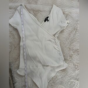 LULUS white ribbed wrap bodysuit, size large